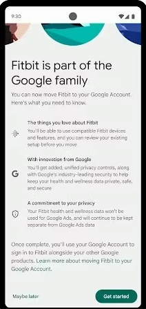 《Fitbit》新用户开始使用谷歌账号，强制性要求于2025年生效
