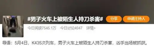 男子火车上被陌生人持刀杀害，作案凶手刀刀致命！